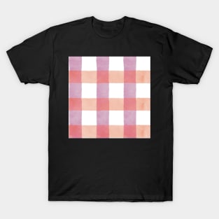 Pink & Orange Watercolour Checks T-Shirt